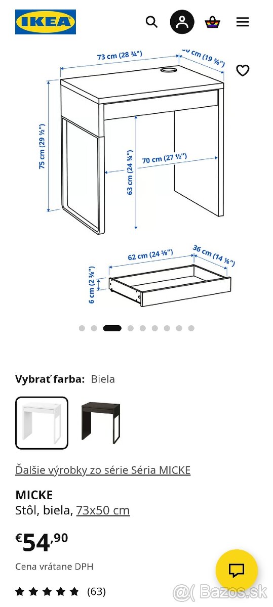 Stôl písací/kozmetický IKEA - 7