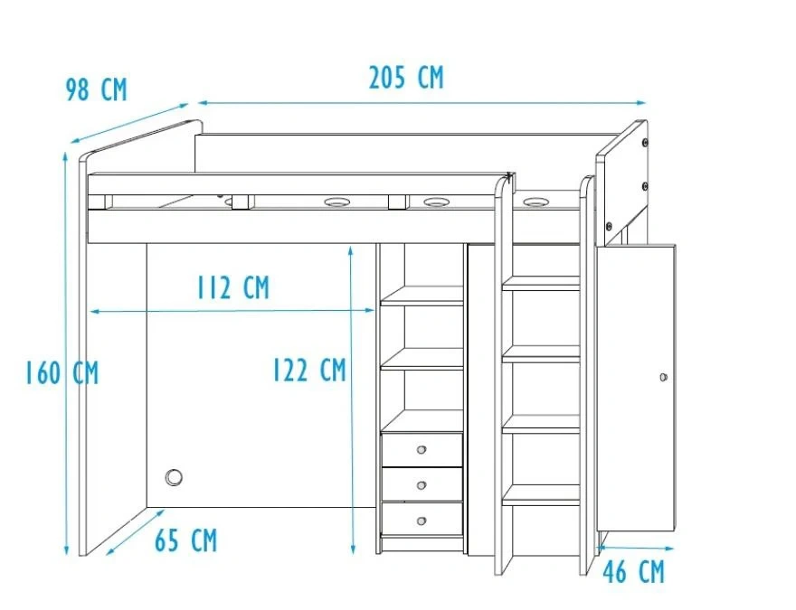 Detská poschodová posteľ so stolíkom dub sonoma/biela - 7