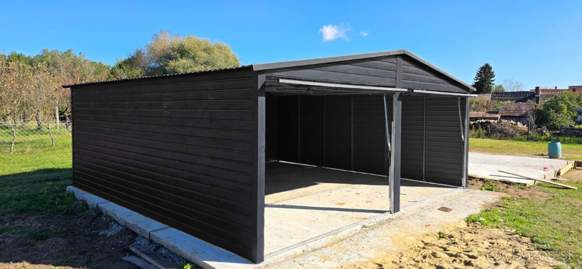 Plechová garáž 6x5m drevodekor - 7