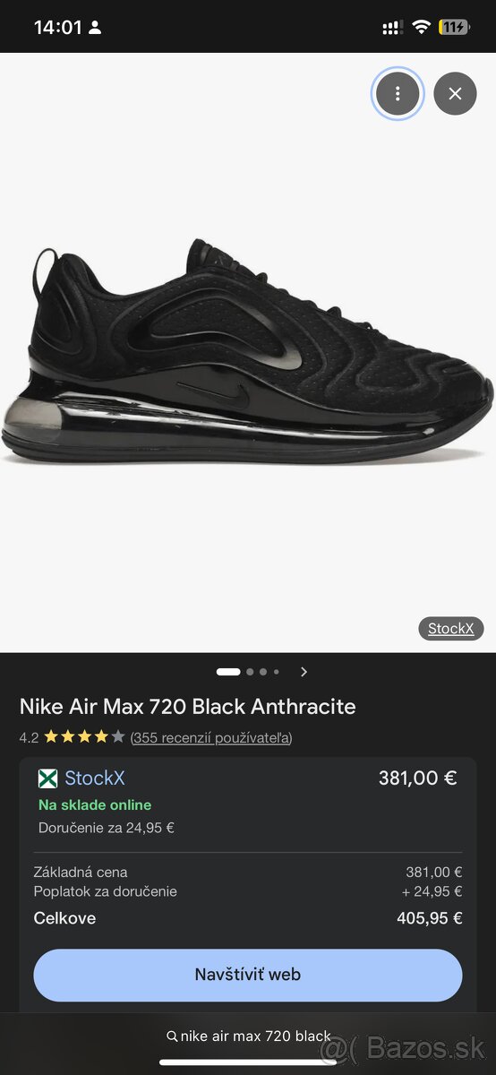 Nike Air Max 720 Black Anthracite - 7