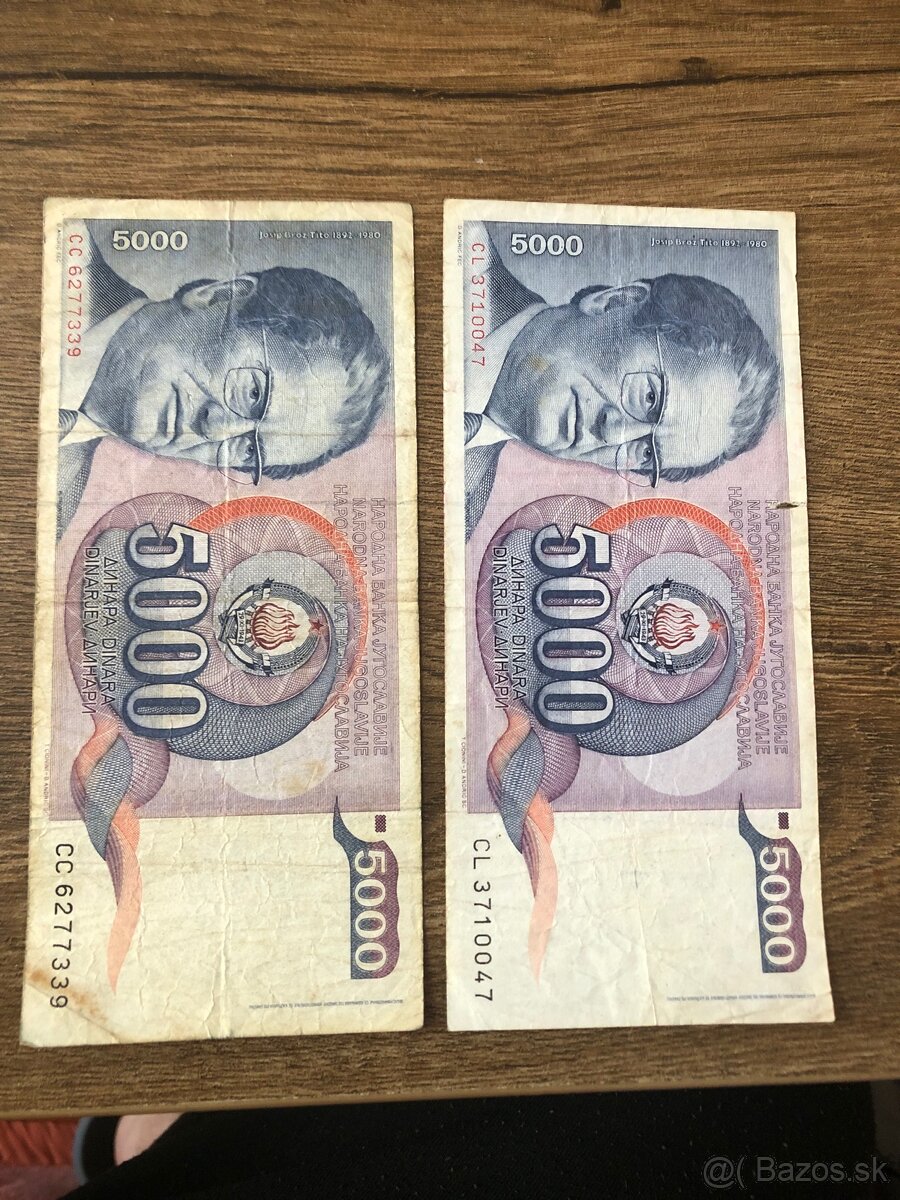 Bankovky JUHOSLAVIA 5 - 7