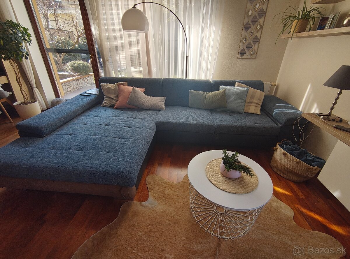 Rohová sedacia súprava - modrá farba - 7