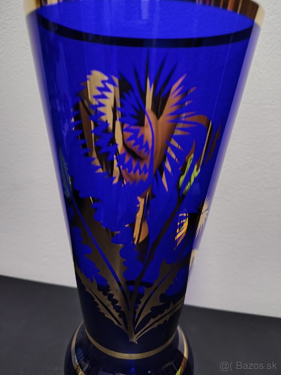 Váza sklo farebné+zlatá potlač - 7