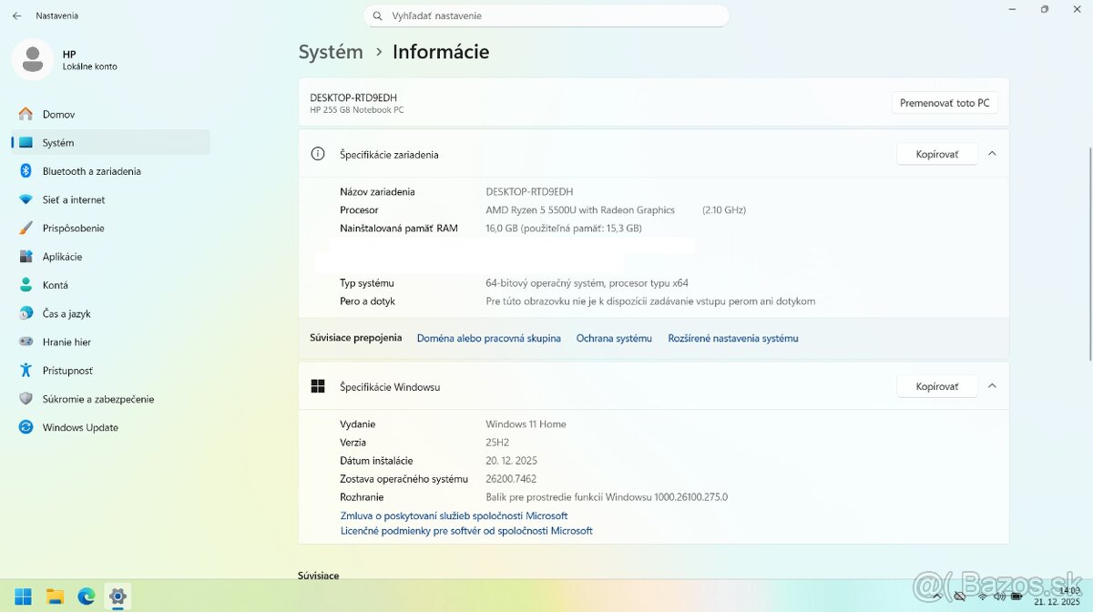 Notebook HP 255 G8 - 7