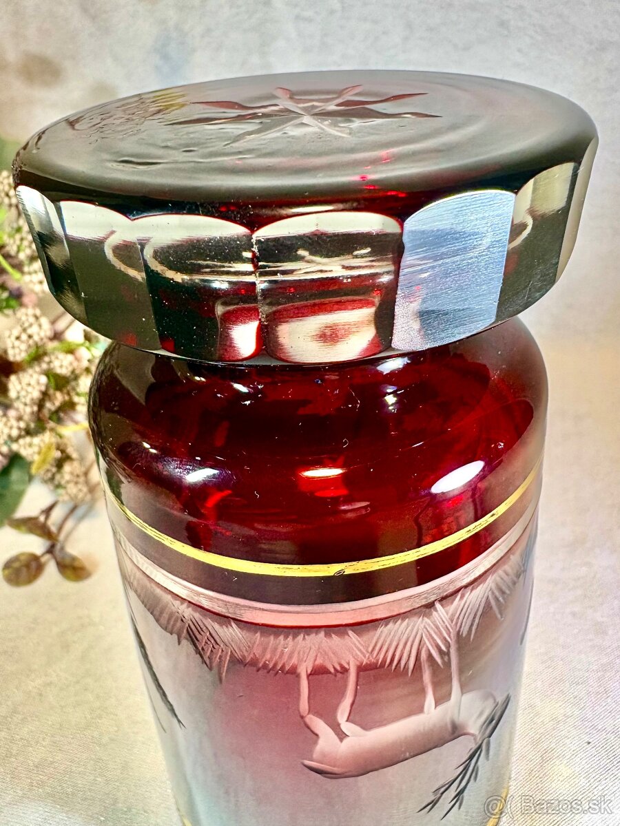 Biedermeier lovecký pohár rytina Top stav - 7