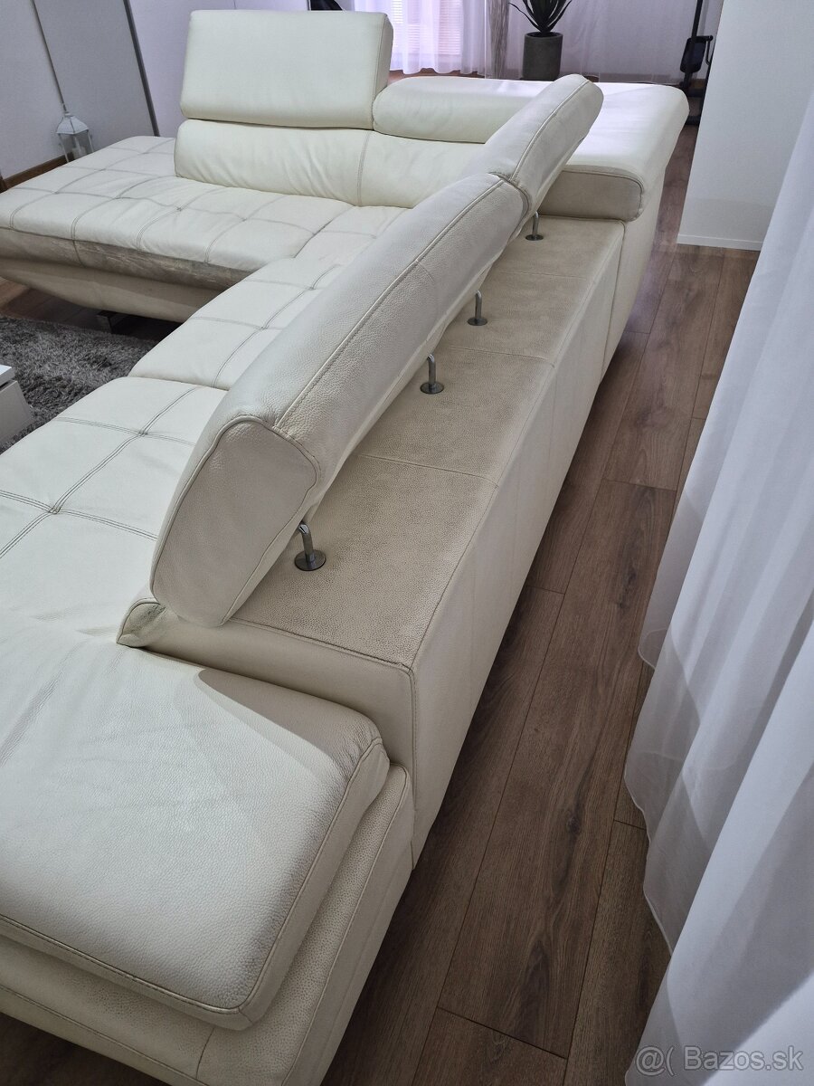 Kožená sedacia súprava + taburetka - 7