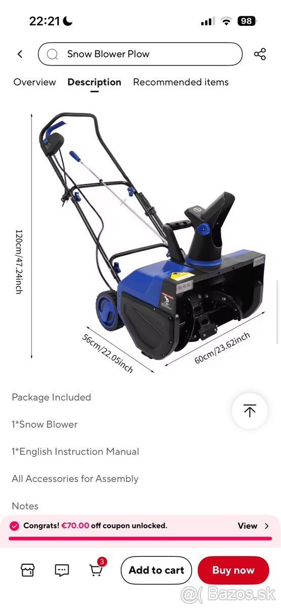 Nová elektrická snehová fréza 2400W – silná, ľahká - 7