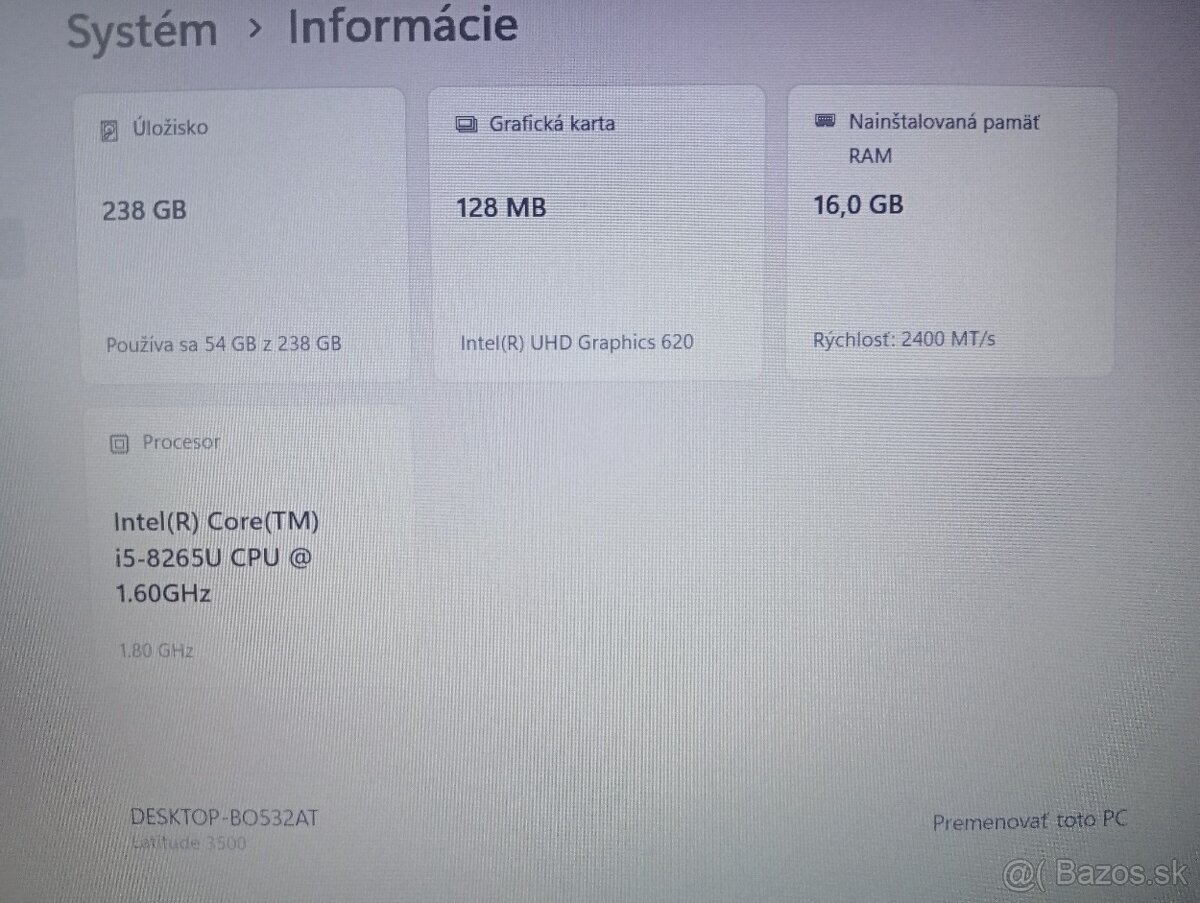 predám Dell latitude 3500 / 16gb ram / Intel core i5 /ssd - 7