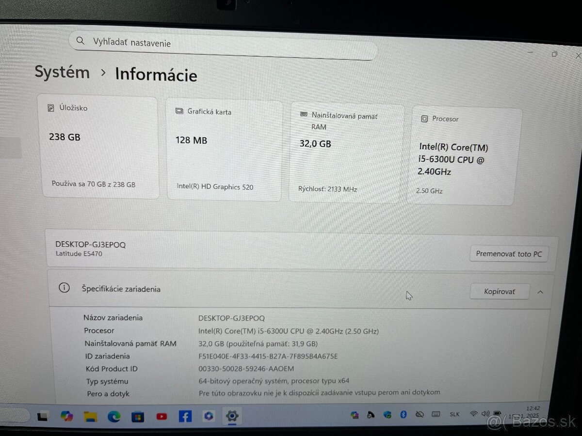 Dell/Windows 11/32GB RAM/250GB SSD disk/nová batéria/v cene - 7