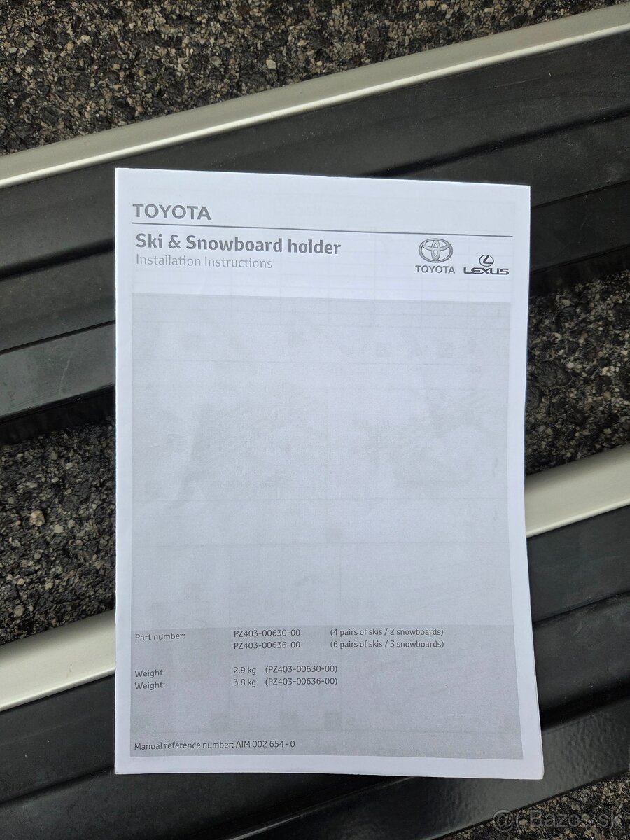 Predám originálny strešný nosič + nosič lyží Toyota-Lexus - 7