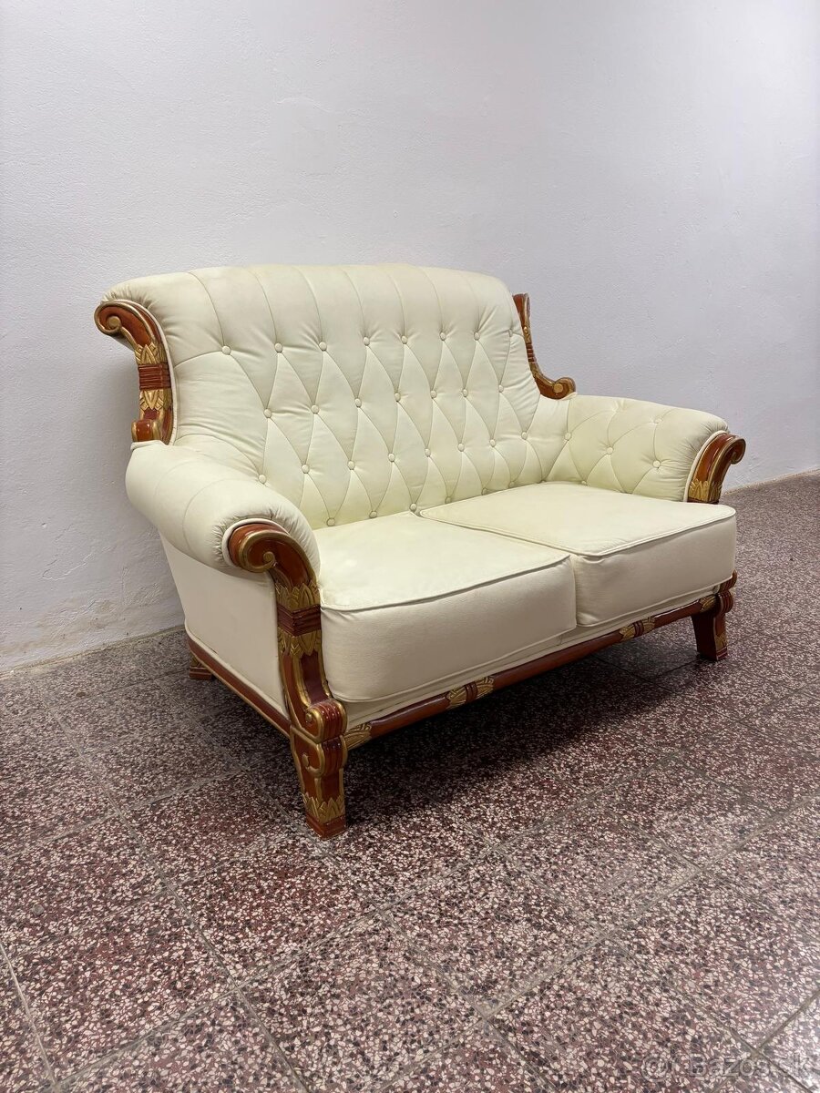 CHESTERFIELD ŠTÝL,HRUBOKOŽENÁ ,KOMB.S DREVOM - 7