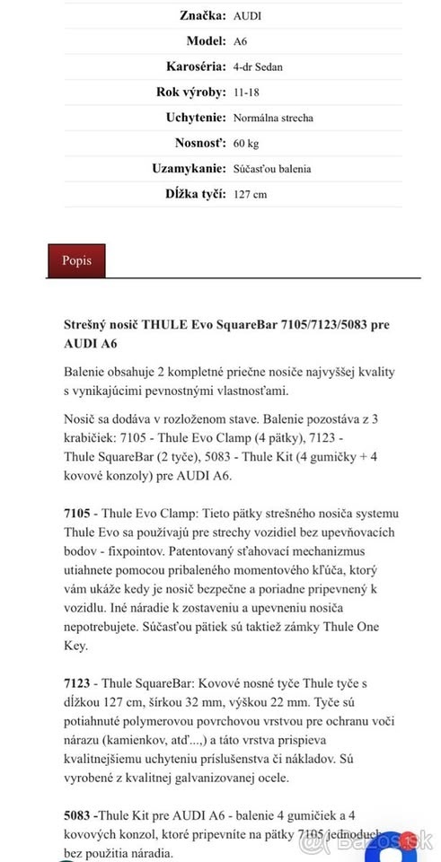 priecne nosniky na audi A6 C7 sedan - 7