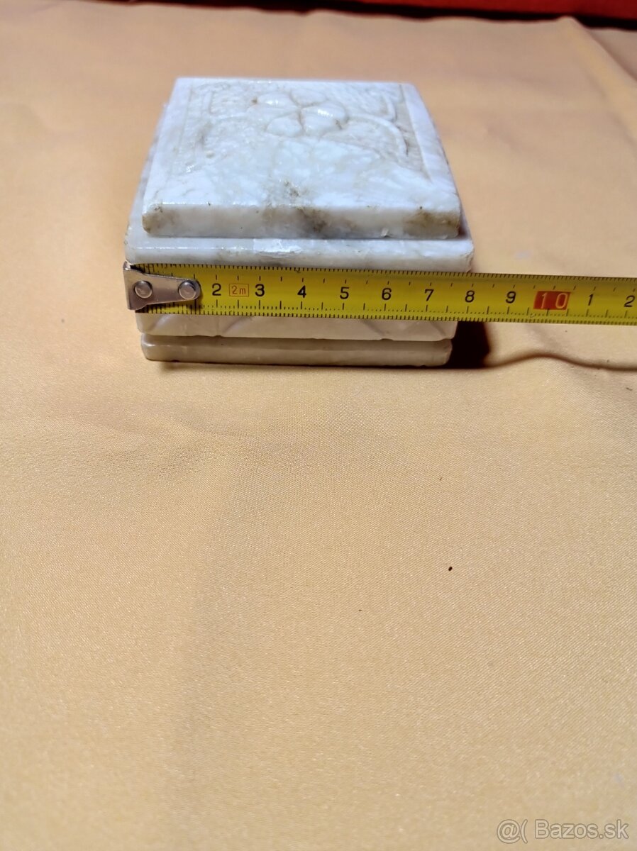 mramorová dózička, šperkovnica - starožitnosť - 7