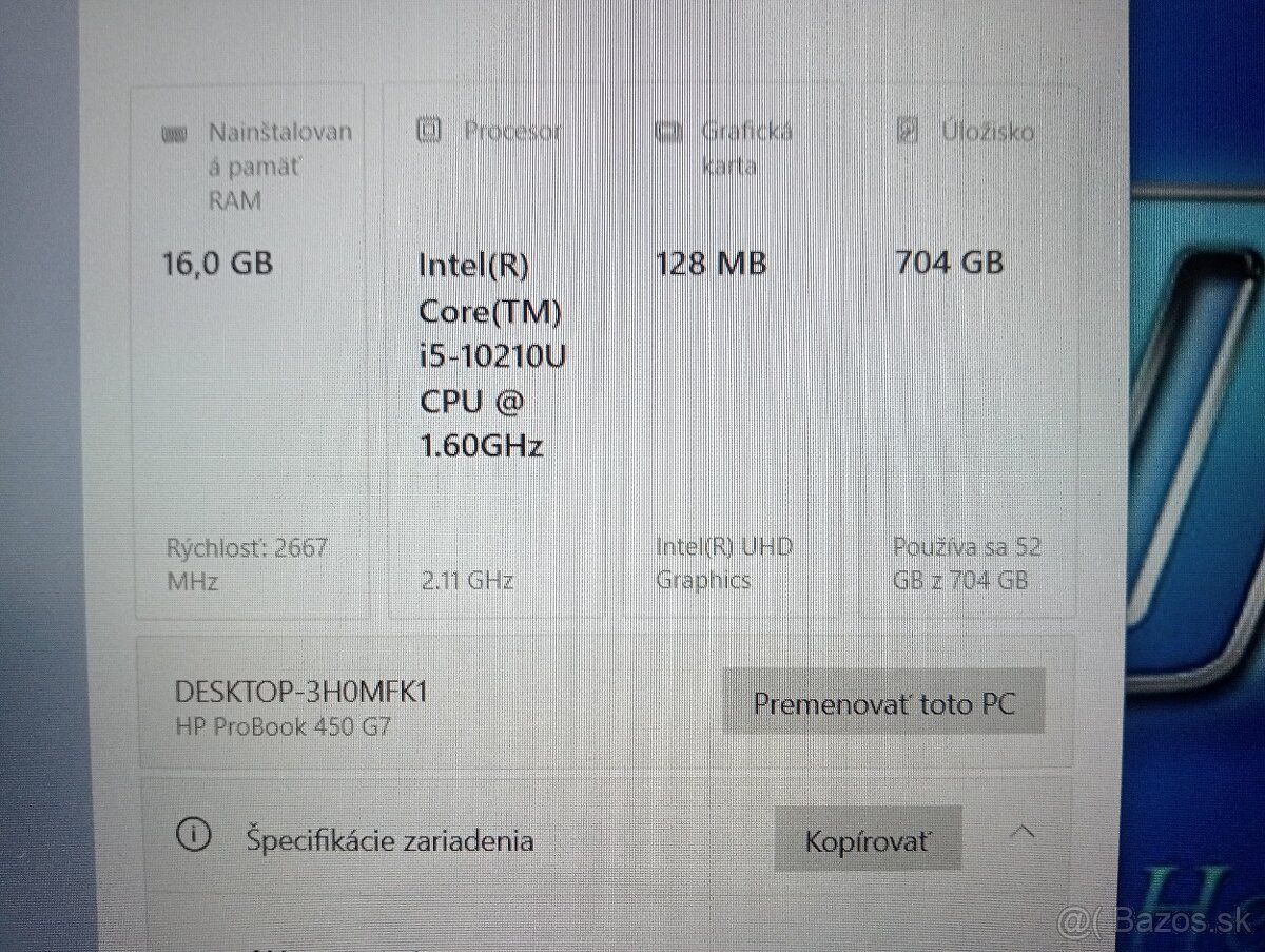 Hp probook 450 g7 / Intel core i5 / 16gb ram / 256gb ssd - 7