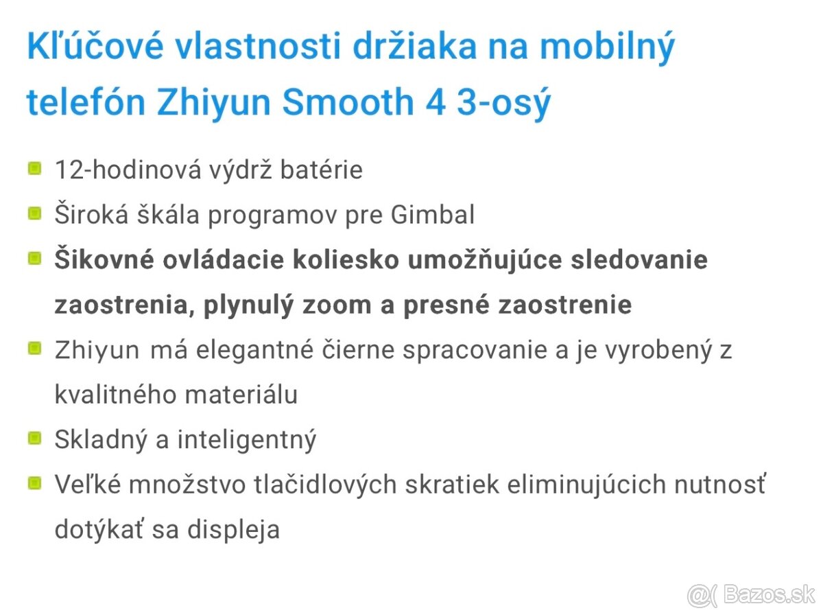 3 osý gimbal Zhiun Smooth 4 - 7