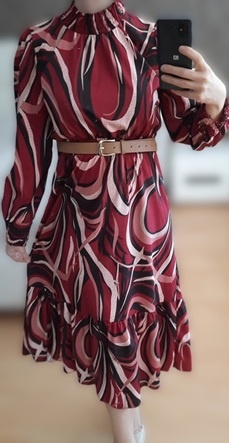 Bordové midi šaty, uni XS, S, M - 7