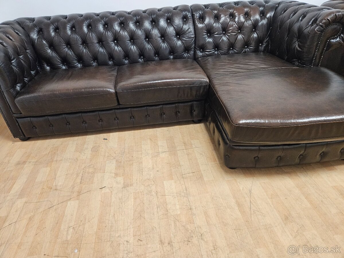 CHESTERFIELD ŠTÝL,KOŽENÁ V TOP STAVE - 7