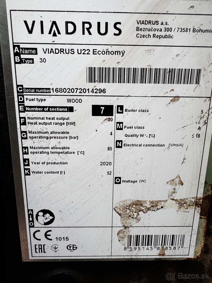 Predám kotol Viadrus U 22 Economy, 30kW - 7