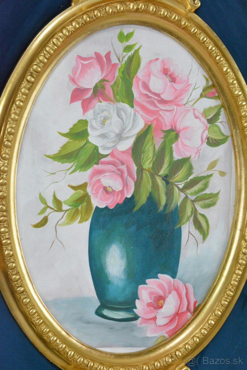 Zámecký obraz - Zátiší - olej na desce - 7