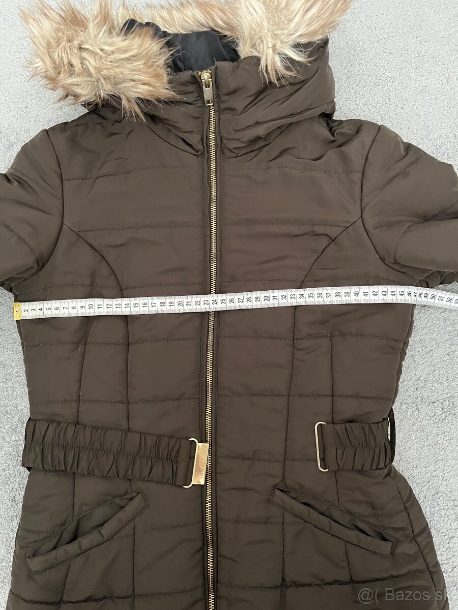 H&M damska zimna paperova kaki/hneda bunda M s opaskom - 7