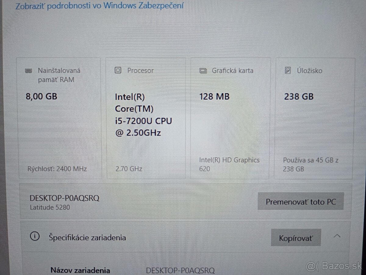 predám Dell latitude 5280 / dotykový displej / 8gb ram / ssd - 7