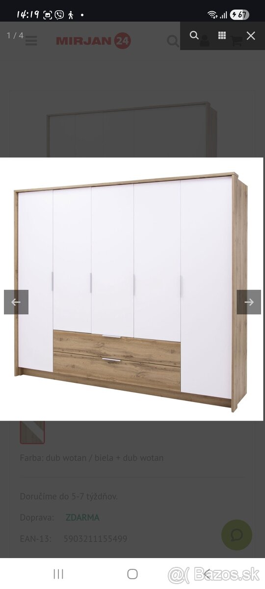 Šatníková skriňa sozásuvkami Solerini 255 - 7