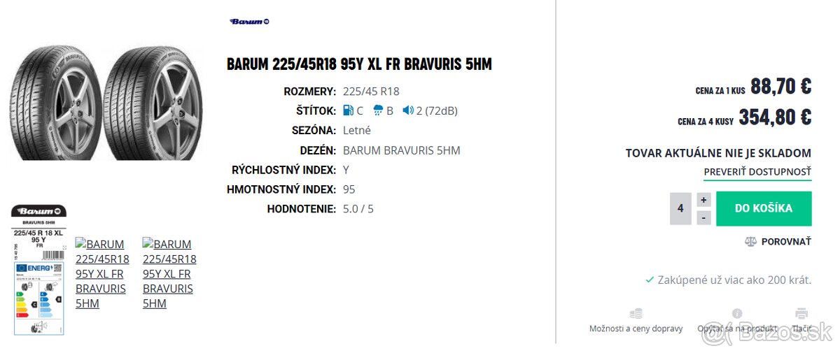 Letné Pneumatiky BARUM 225/45R18 95Y XL FR BRAVURIS 5HM - 7