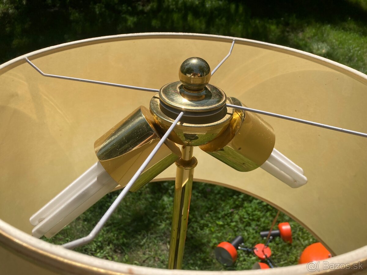 Vintage stojanová lampa Ruschenbaum mosadz + drevo - 7