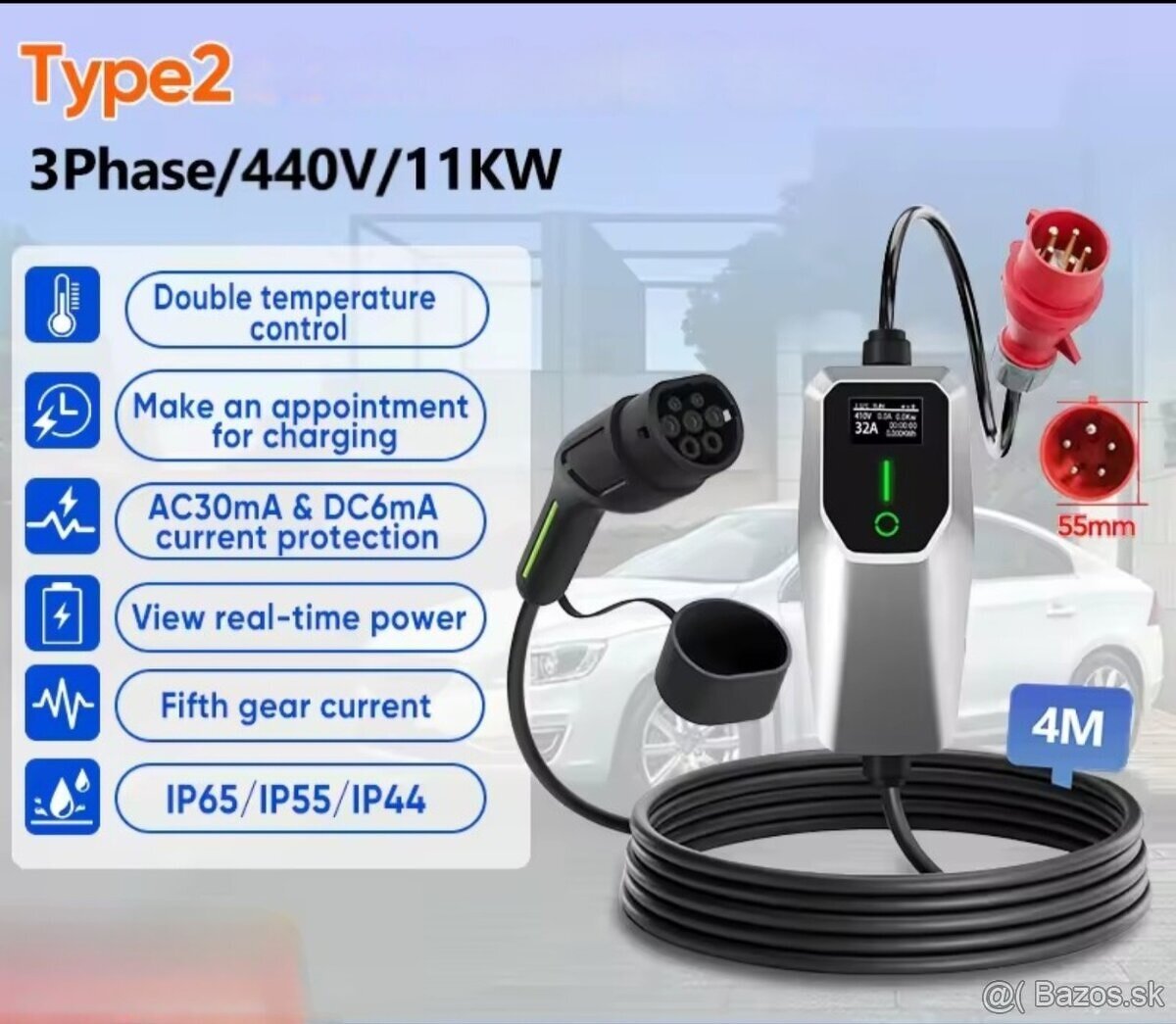 Nabijacka elektromobil 11kw 3f type2 4M - 7