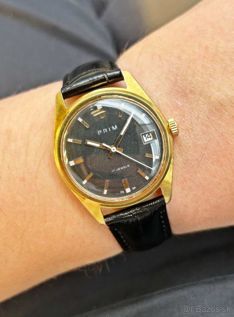 Československé Retro Vintage Mechanické hodinky PRIM Čierne - 7