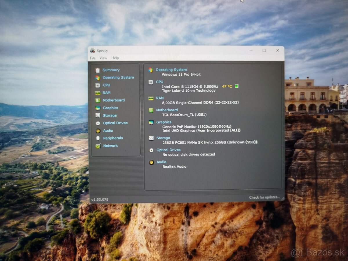 notebook Acer TM P215 - Core i3-1115G4, 8GB DDR4, SSD, W11 - 7