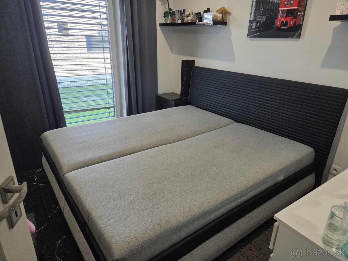 Polohovacia posteľ s matracom - čierna/sivá, 180x200 cm - 7