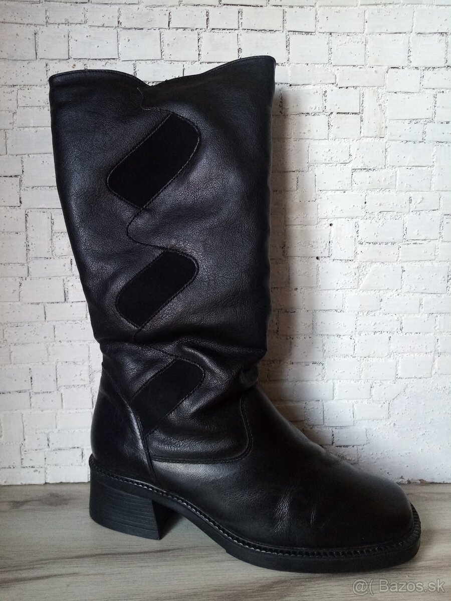 Čierne vysoké dámske čižmy 40 - 7