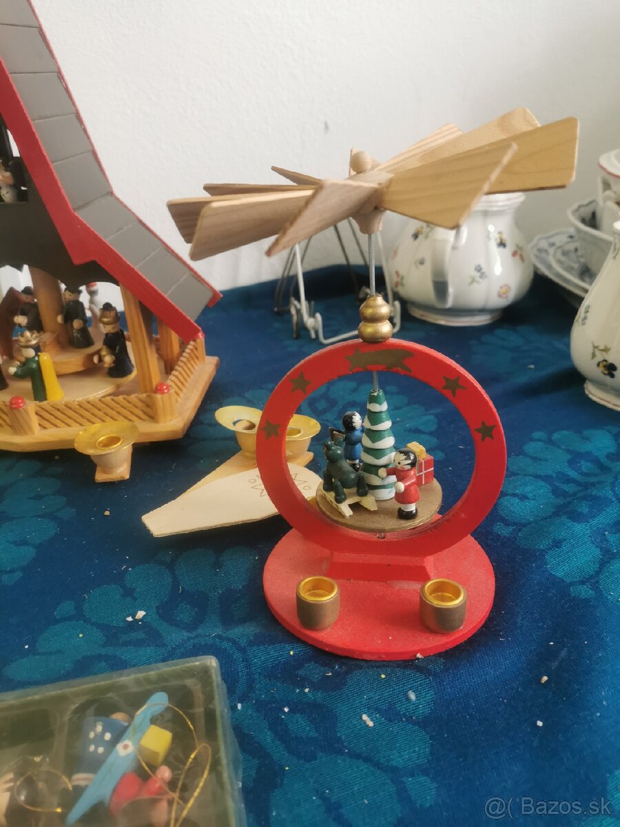 Vianoce, starožitný kolotoč, ozdoby, špic - 7