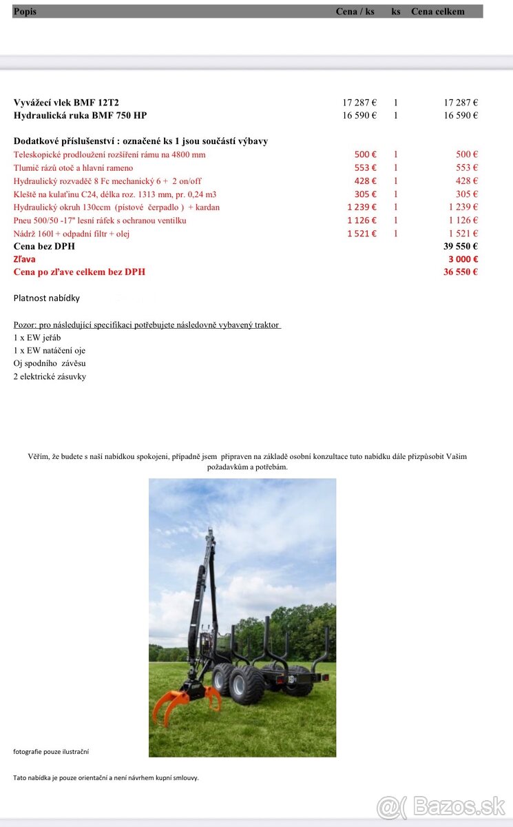 Vyvážačka- vývozka BMF12T2 s hydr. rukou - 7