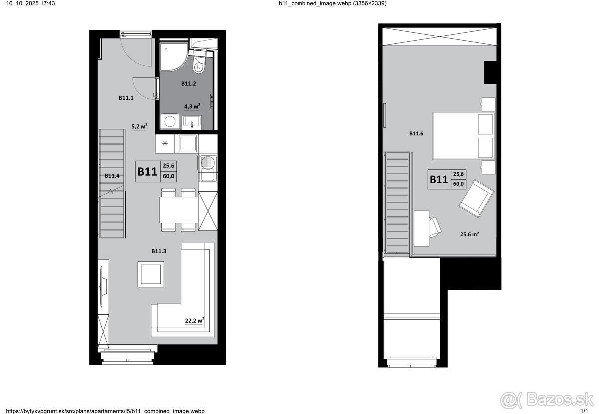 1 izbový byt s mezonetom KVP Grunt č. 11 - 7