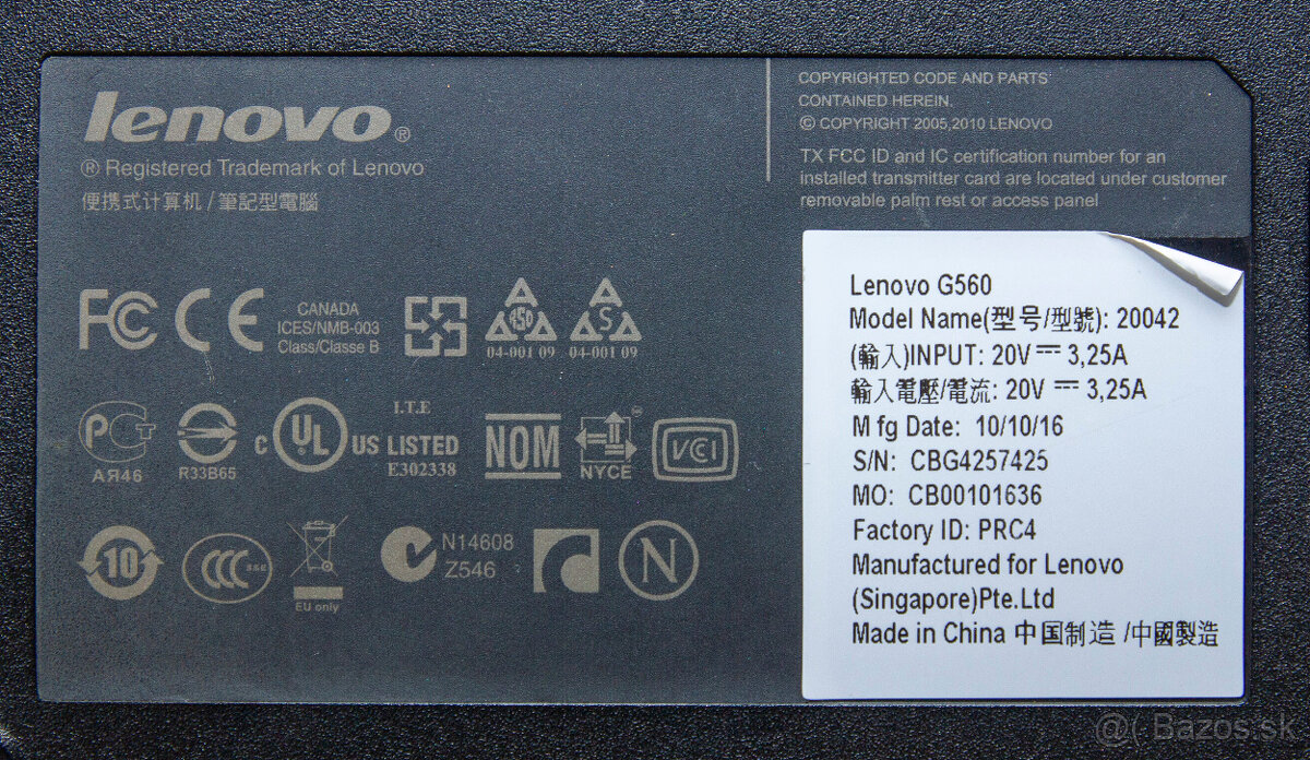 Notebook Lenovo G560 ▌ Intel Core i3 @ 2.40 GHz ▌ - 7
