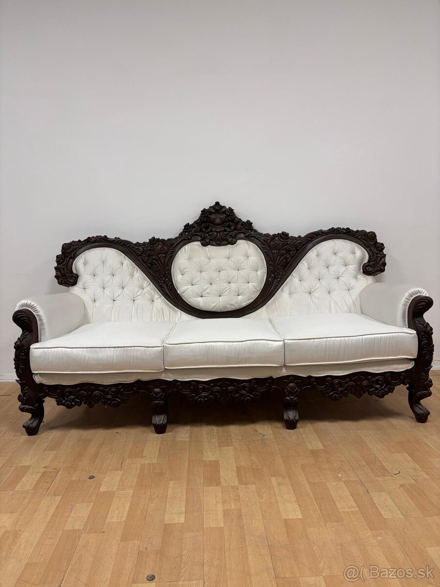 Sedačka v drevenom ráme,biela,ŠTÝLOVÁ-ZĽACNENÁ - 7