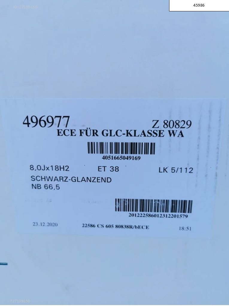 Mercedes GLC Borbet Z alu disky 5X112 R18 ET38 8J 1237 - 7