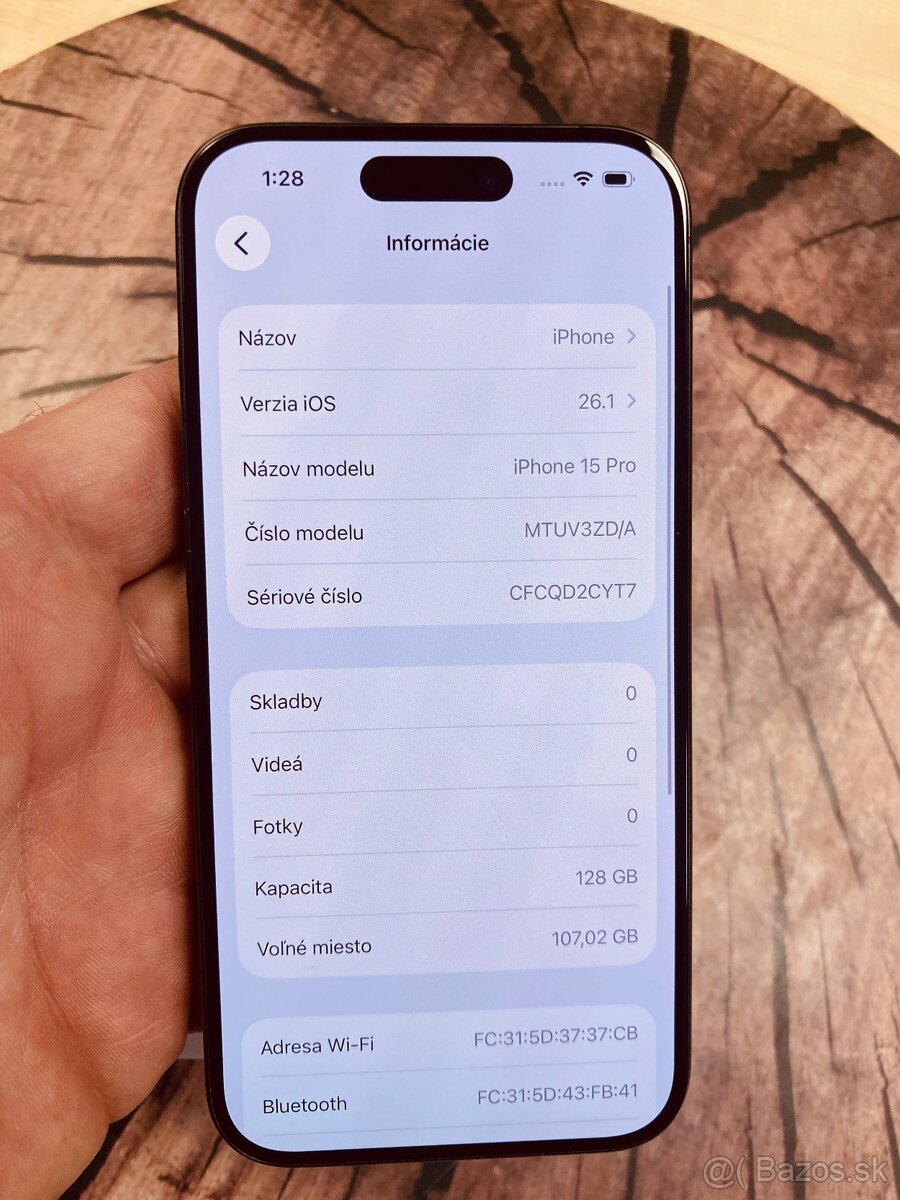 iPhone 15 pro 128 Black Titan batéria 87% top stav - 7