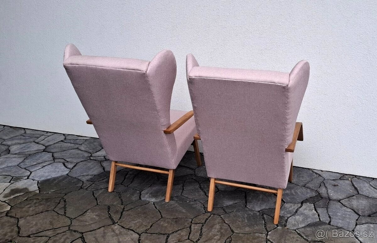 Retro křesla "ušáci" po renovaci 2ks - 7