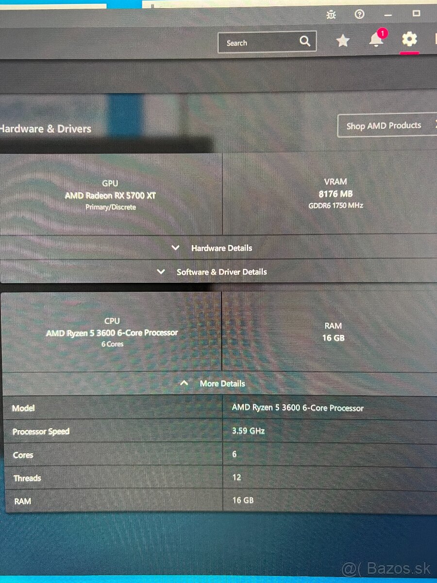 Herný PC Ryzen 5 3600, RX5700XT 8Gb, RAM 16Gb, 1TB SSD - 7