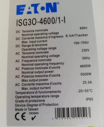 Fotovoltaický menic EATON IS G30-4600W. - 7