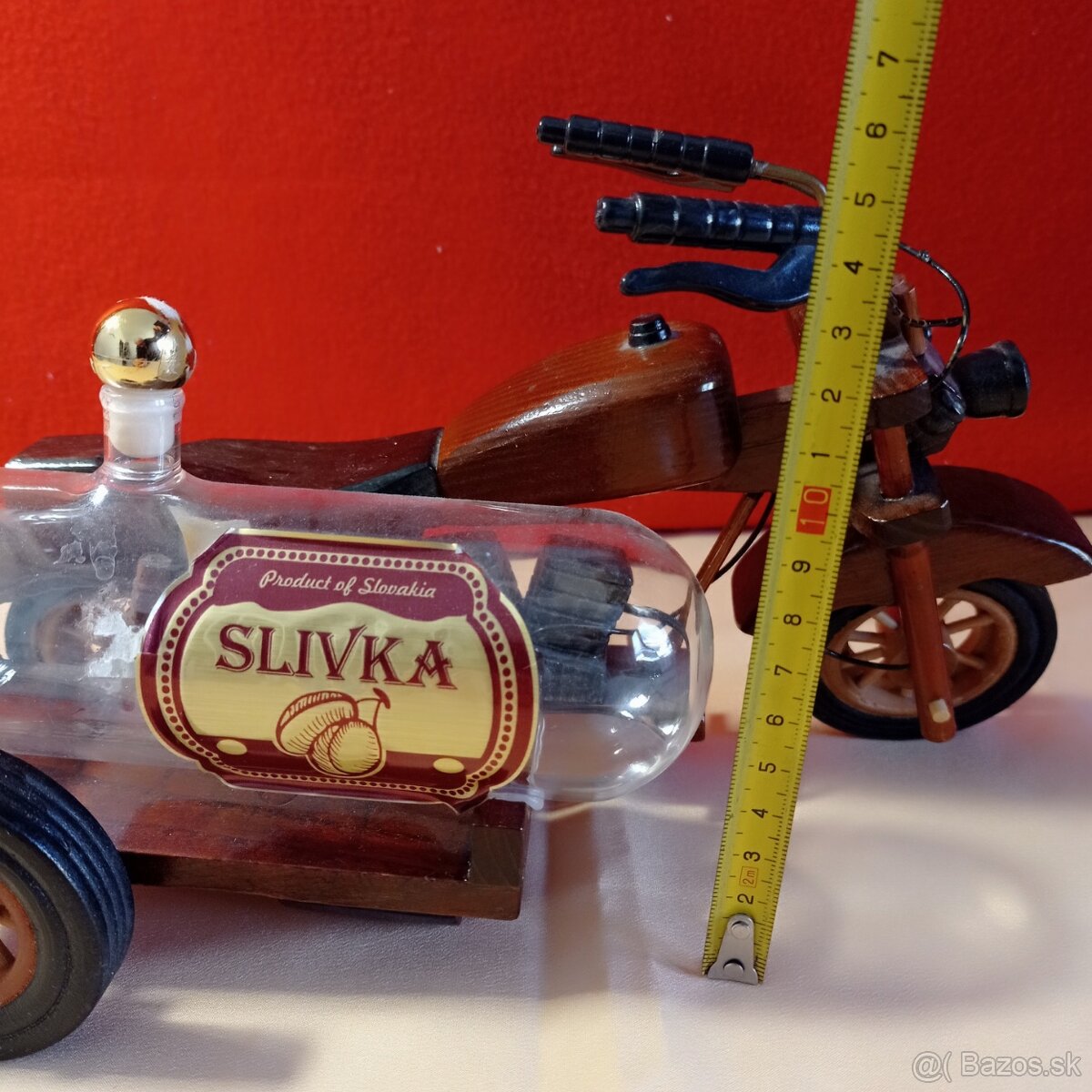 drevený model motorky s fľaškou - 7