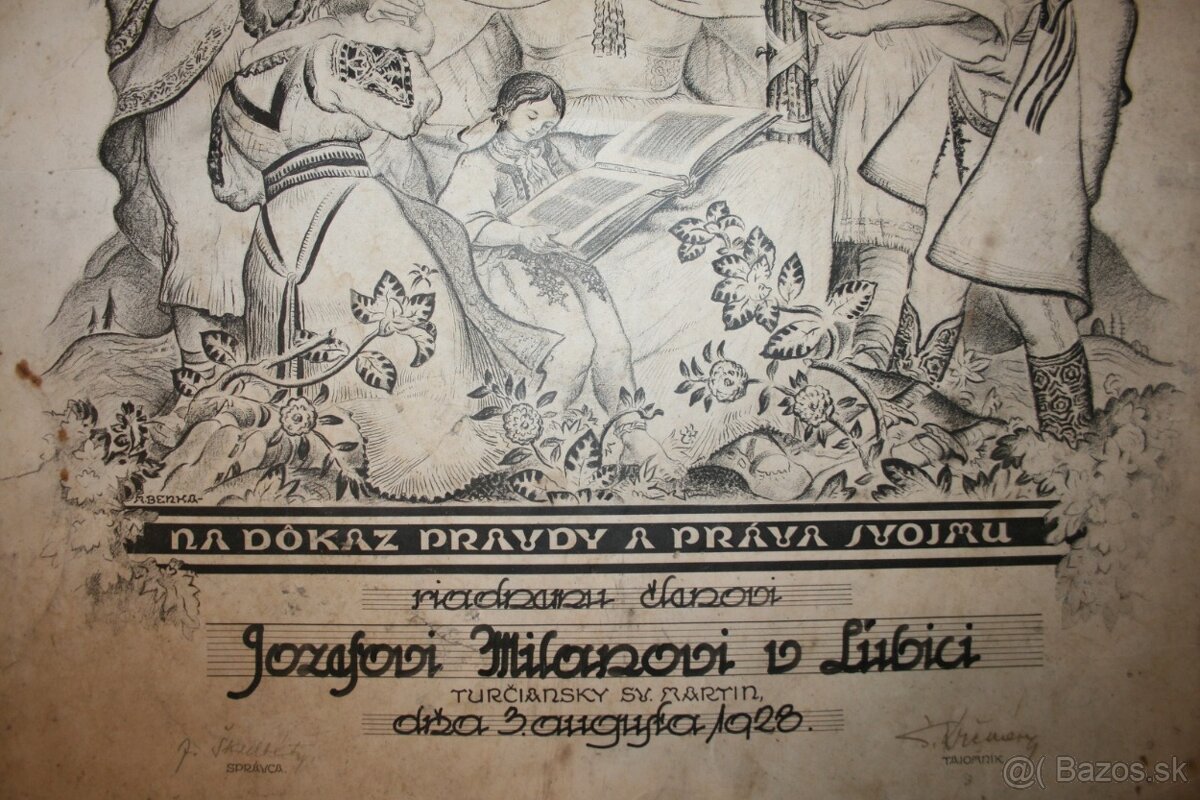 MARTIN BENKA - diplom Matice slovenskej (1928) - 7