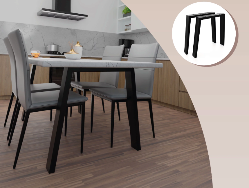 Stolové nohy kovové, čierne 2 ks - 7