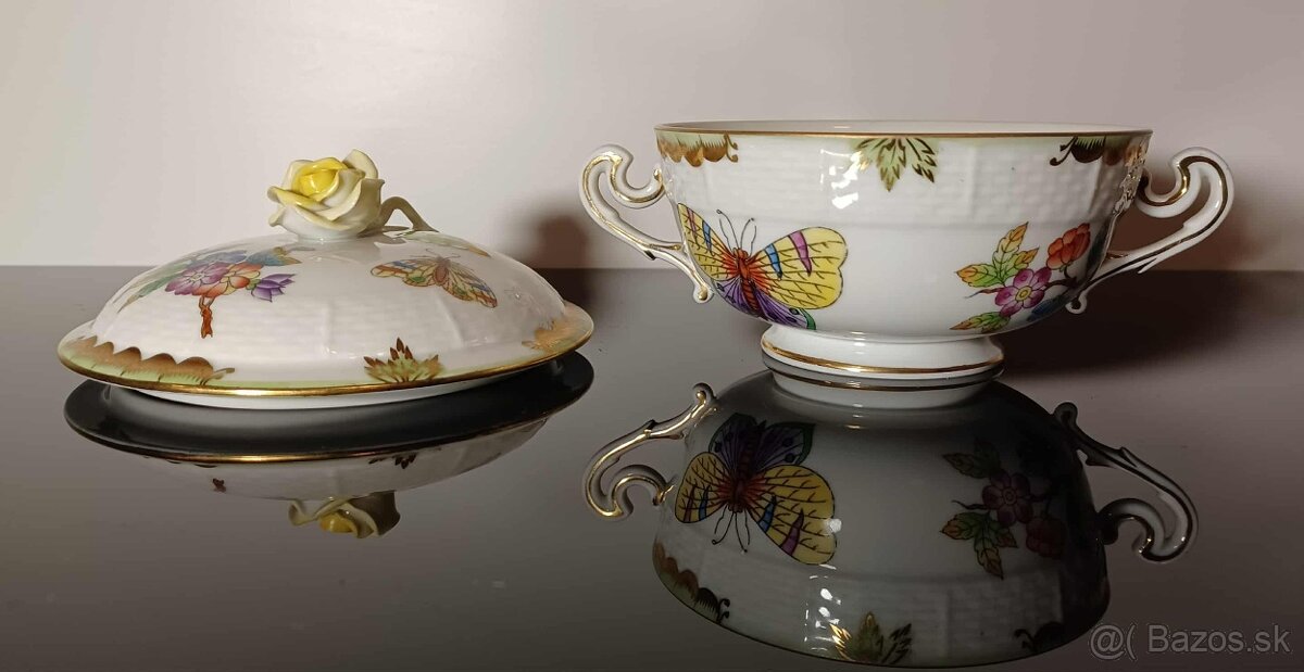 Nádherná porcelánová miska , dóza HEREND top stav. - 7