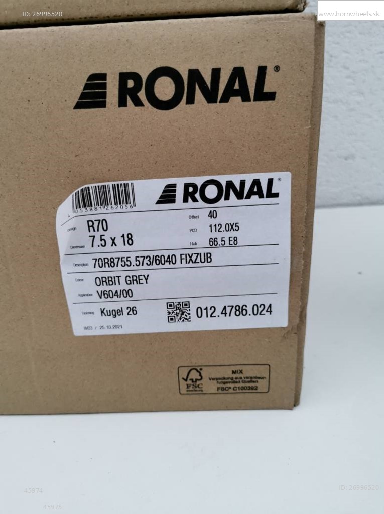 Nové Alu disky VW R18 Ronal R70 7,5X18 ET40 5X112 1231 - 7