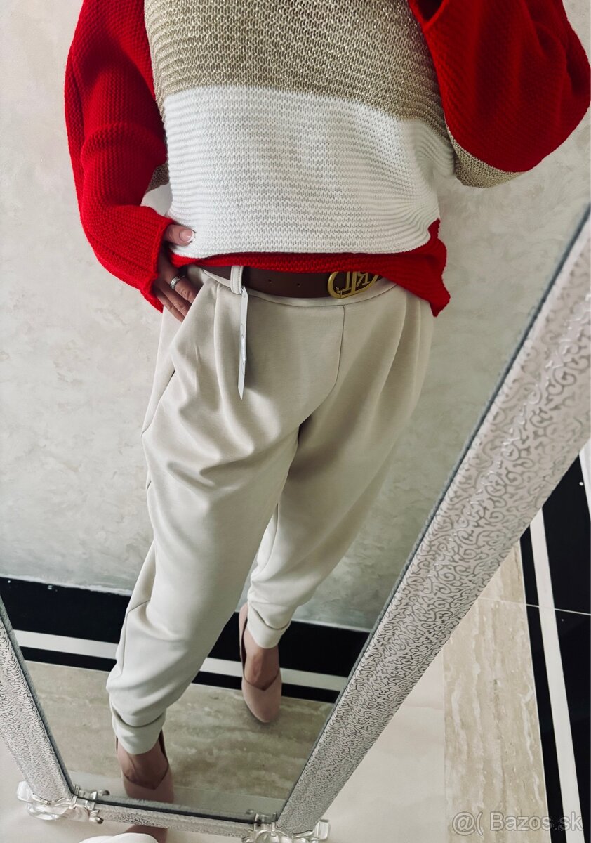 Damske mega nohavky sand - 7