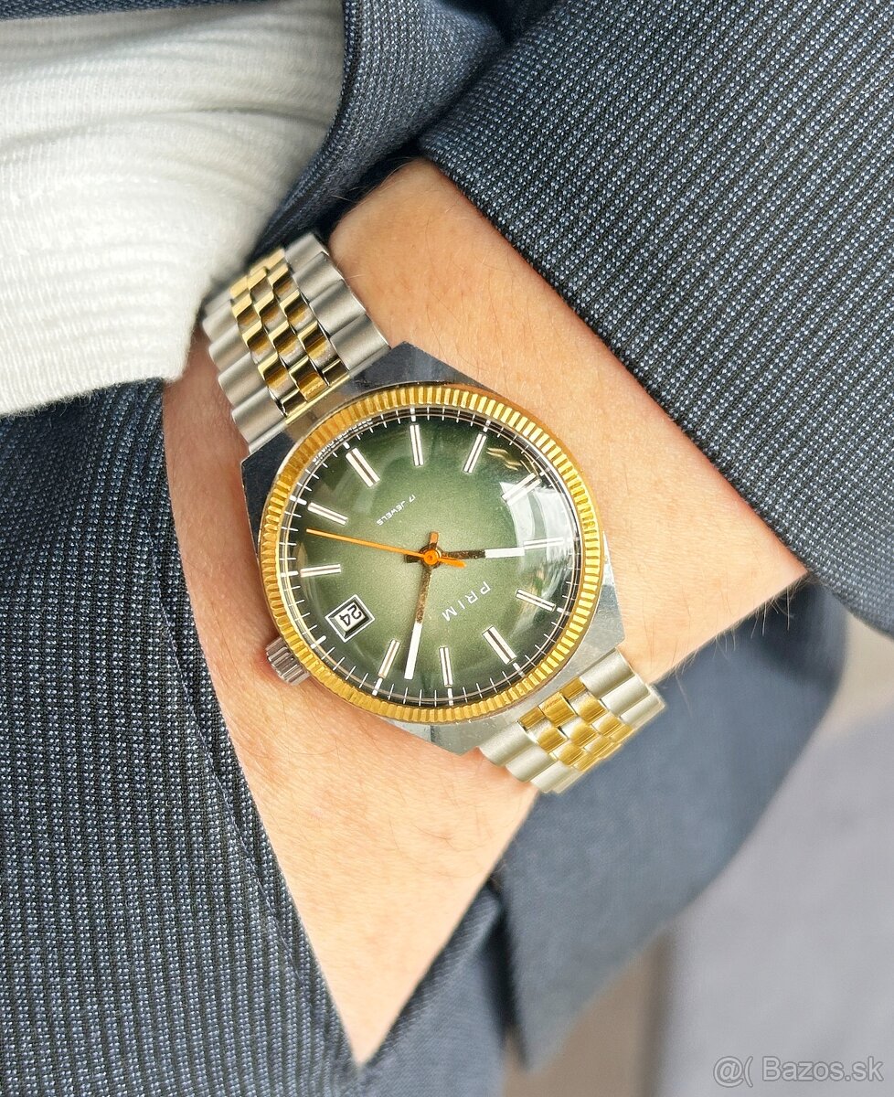 Československé Retro Vintage hodinky PRIM Ala Rolex Zelené - 7